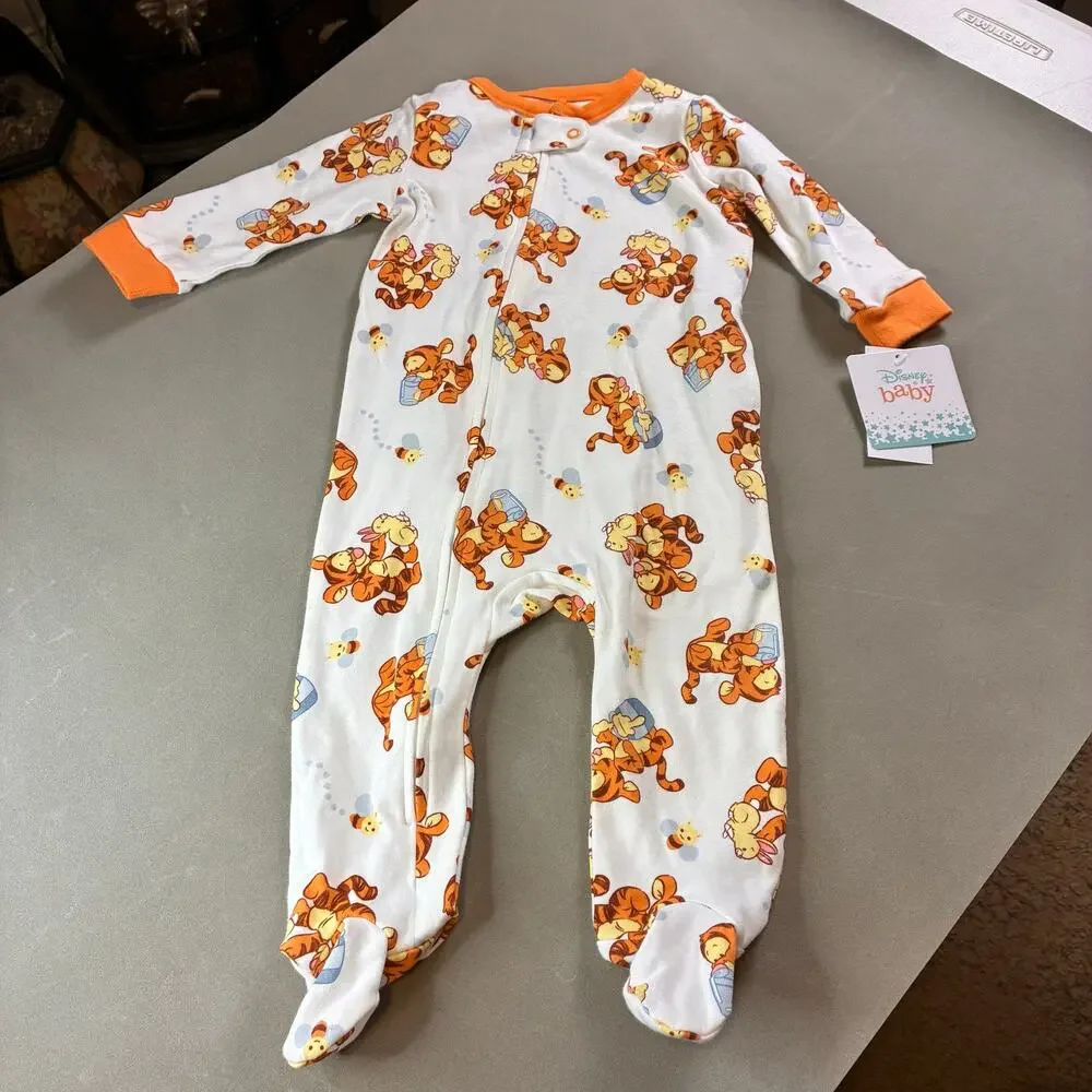 Disney Baby Tigger Footed Sleeper Pajamas 6-9M NWT Winnie the Pooh Zip